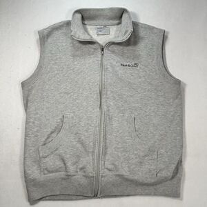 Vintage TRACK & COURT Athletic Vest Gray Full Zip Pockets Running Warmup